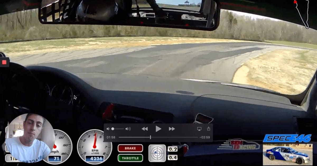 correct throttle application spot out of hogpen at Virginia International Raceway