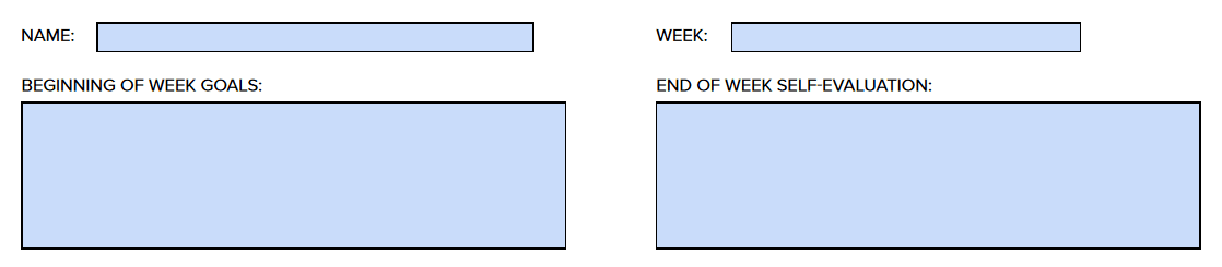 Weekly goals allow you to organize and track your progress chronologically 